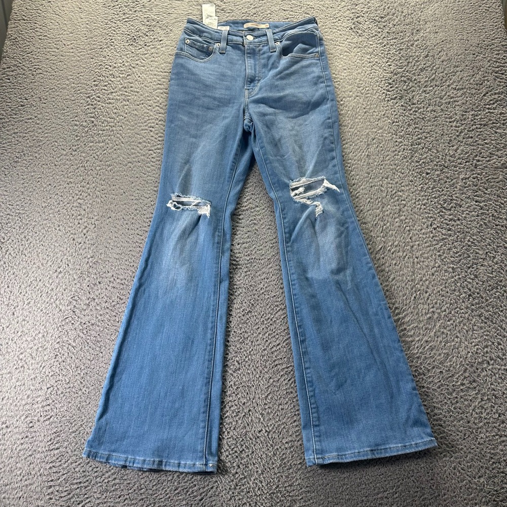 Levi's 726 Jeans Womens 26x31 Blue Cotton Denim Flared Distressed Workwear Faded
